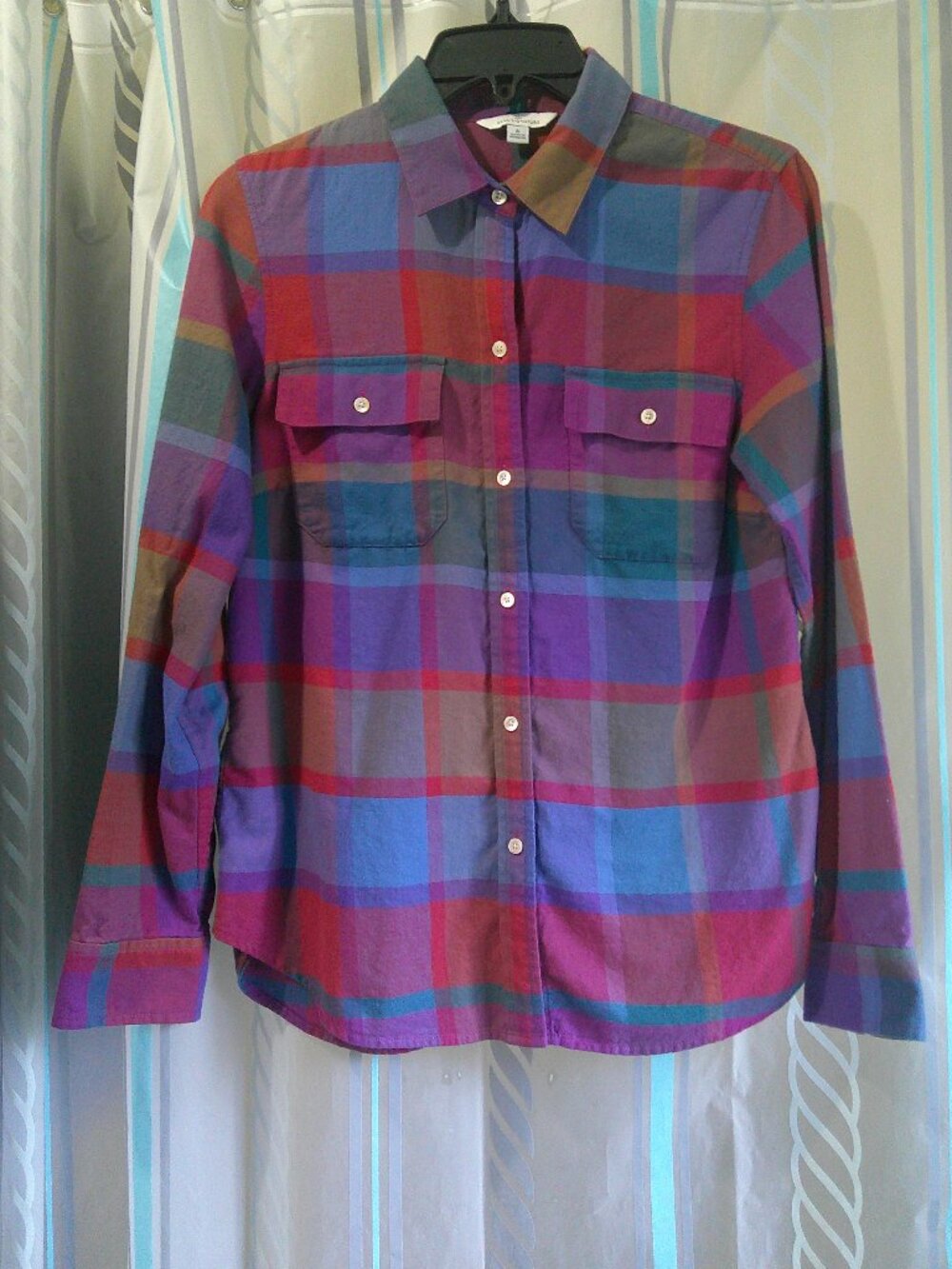 L.L.BEAN Signature Camp Flannel SHIRT Button-Down Multi-Color Woman 6